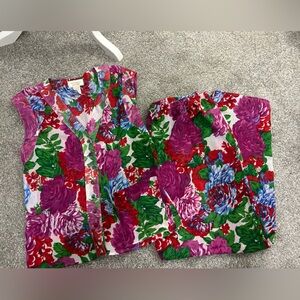 Victoria's Secret Red and Green Floral pj set